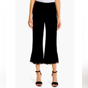 MILLY FIA HIGH RISE FLAT FRONT CULOTTE ANKLE CROP PANT W/ FRINGE HEM NWT 6 $325.
